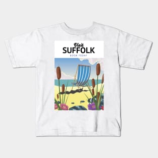 Suffolk travel poster. Kids T-Shirt